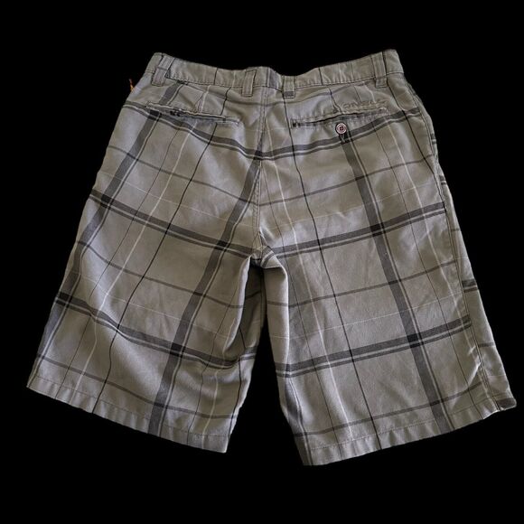 Oneill Shorts Men's 32 Gray Tartan Plaid Chino 11 Inseam Preppy Golf Casual Surf - Picture 2 of 5